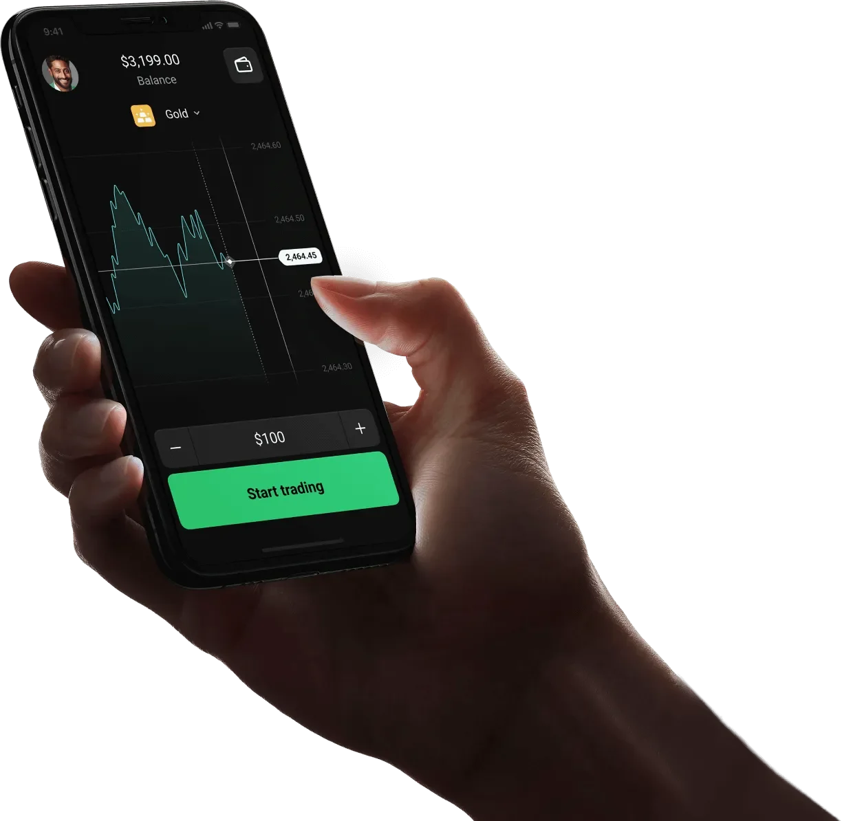The trader uses the Olymptrade mobile app.